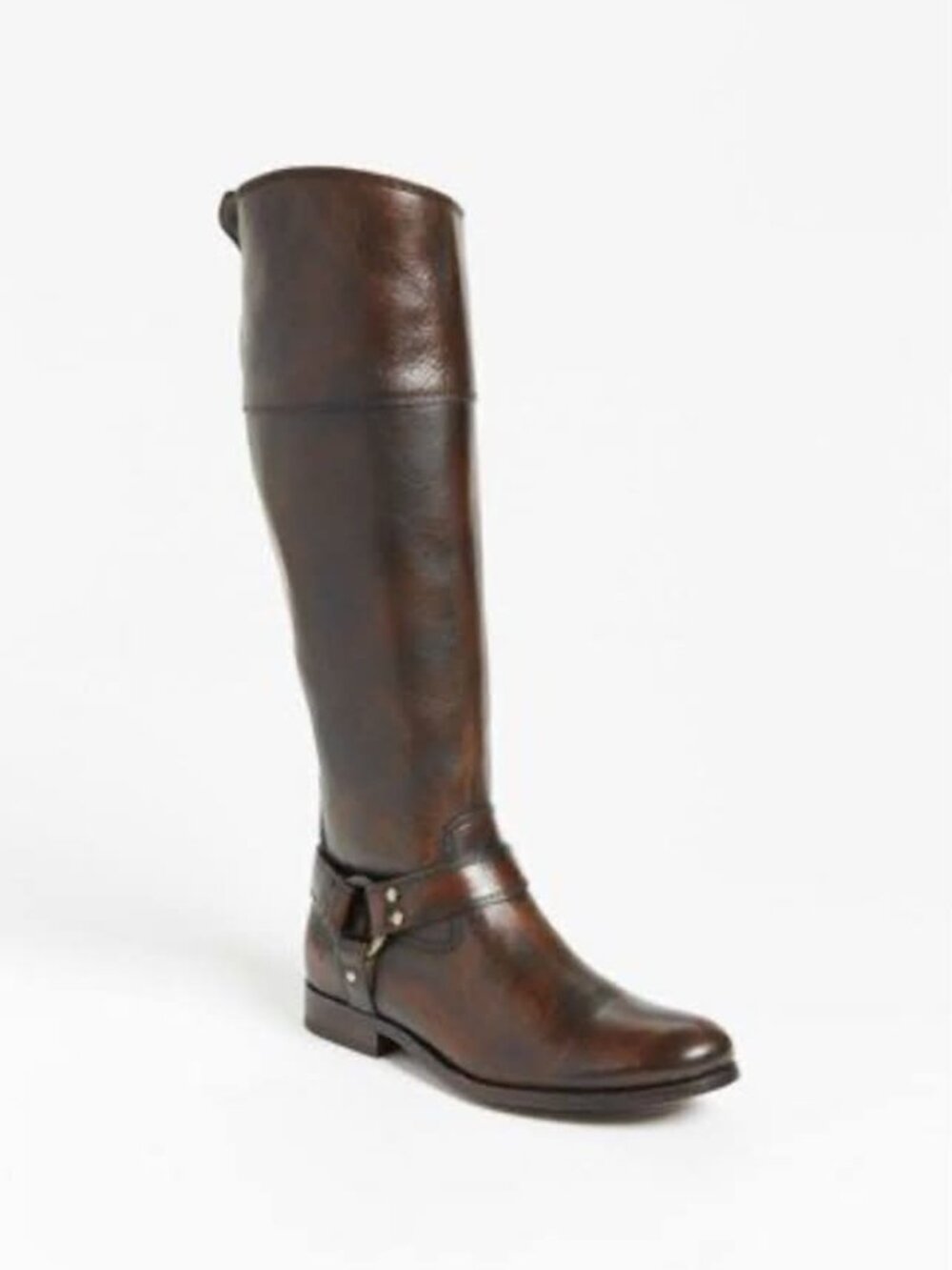 FRYE Melissa Harness 76929 Tall Riding Boots Women 6.5 B Dark Brown Leather Zip